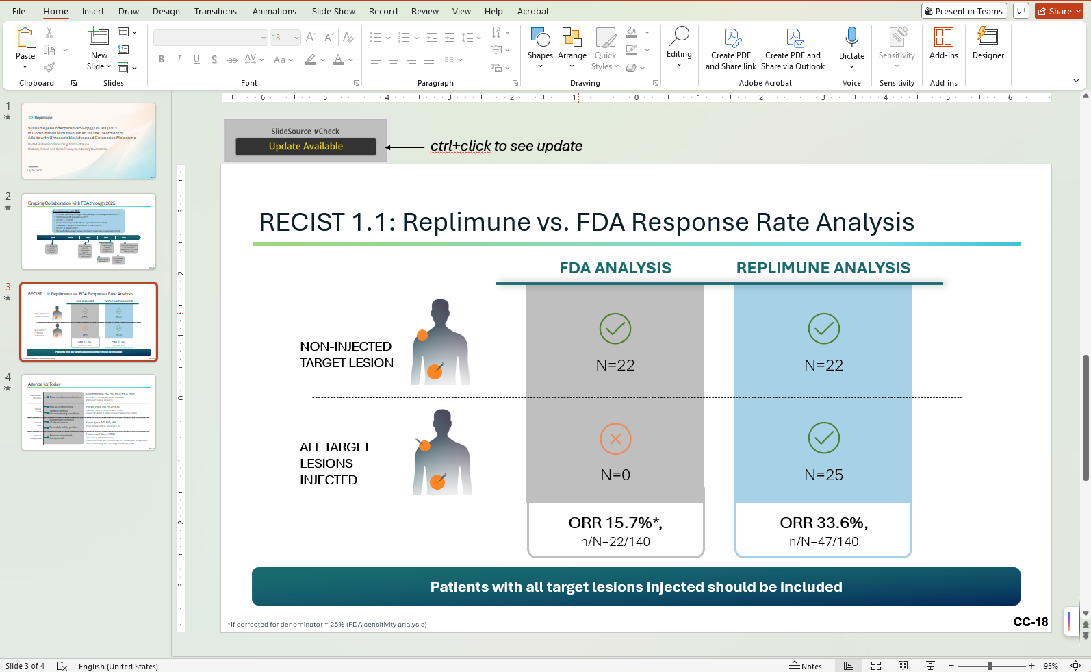 vCheck showing downloaded presentations with outdated slides